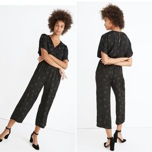 Madewell Black Polka Dot V-Neck Jumpsuit